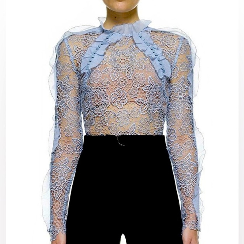 SELF-PORTRAIT: CUTOUT FLORAL TOP